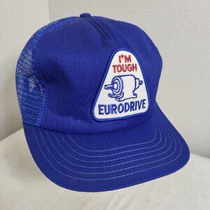I'M Tough EURODRIVE Hat Snapback Baseball Vintage 80s Cap Retro Dad Trucker blue